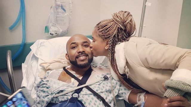 Adesua Etomi Plants a Kiss on Hubby, Banky W as He Beats Cancer