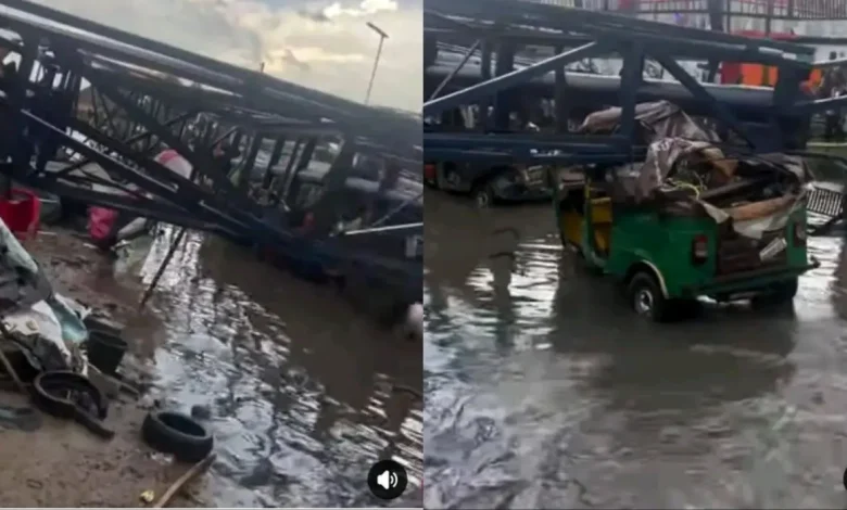 Tragedy Strikes in Aba as Billboard Collapses on Tricycles, Casualties Feared