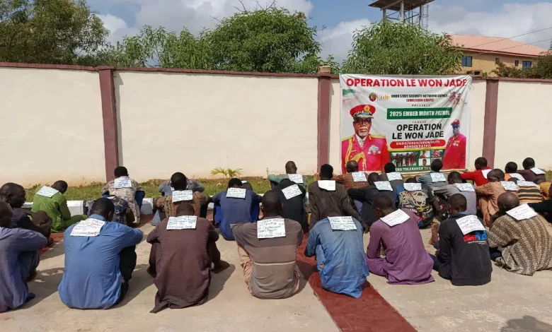 US Airstrikes: Ondo Amotekun Arrests 39 Suspected Terrorists Fleeing from Northern Nigeria