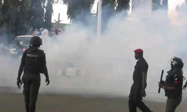 #EndSARS Anniversary: Police Fire Tear Gas At Lekki Toll Gate